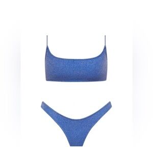 Blue Sparkly Triangl Bikini Set